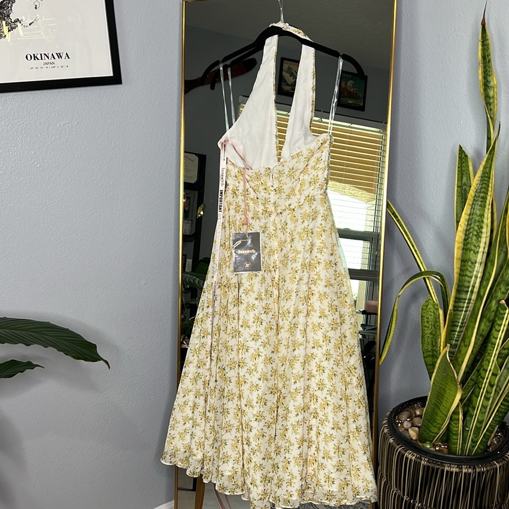 House of CB 'Solada' Ivory Vintage Floral Print Georgette Halter Sundress - Picture 8 of 8